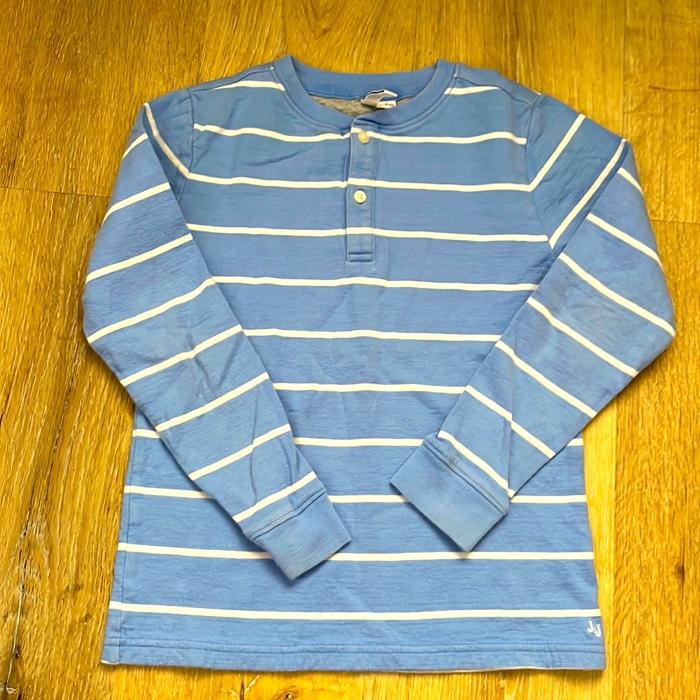 Boys Janie and Jack long sleeved baby blue striped henley tee size 7. Super soft